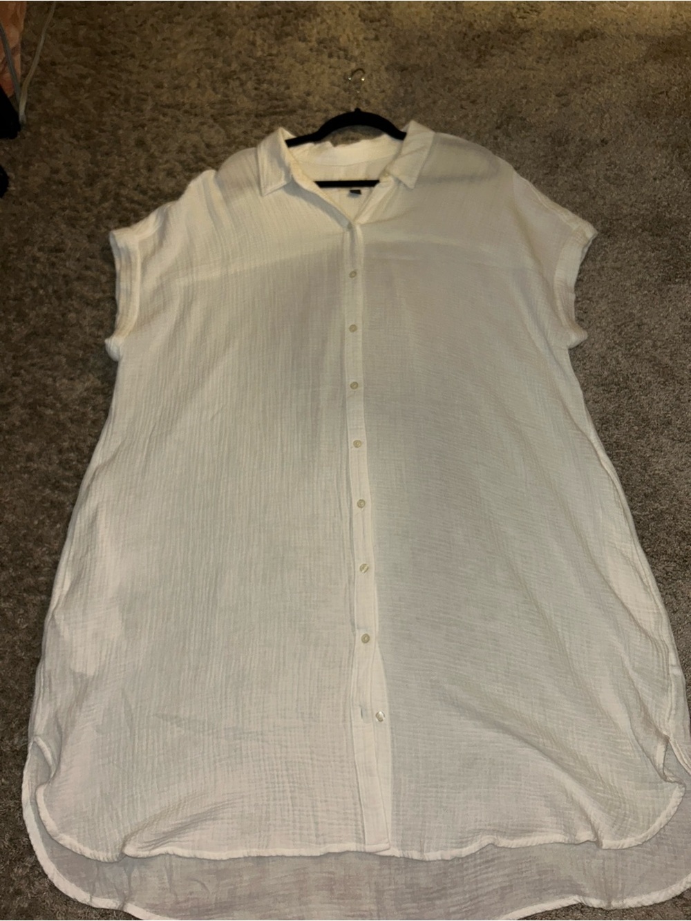 Universal Thread Cream Button-Front Midi Shirt Dress